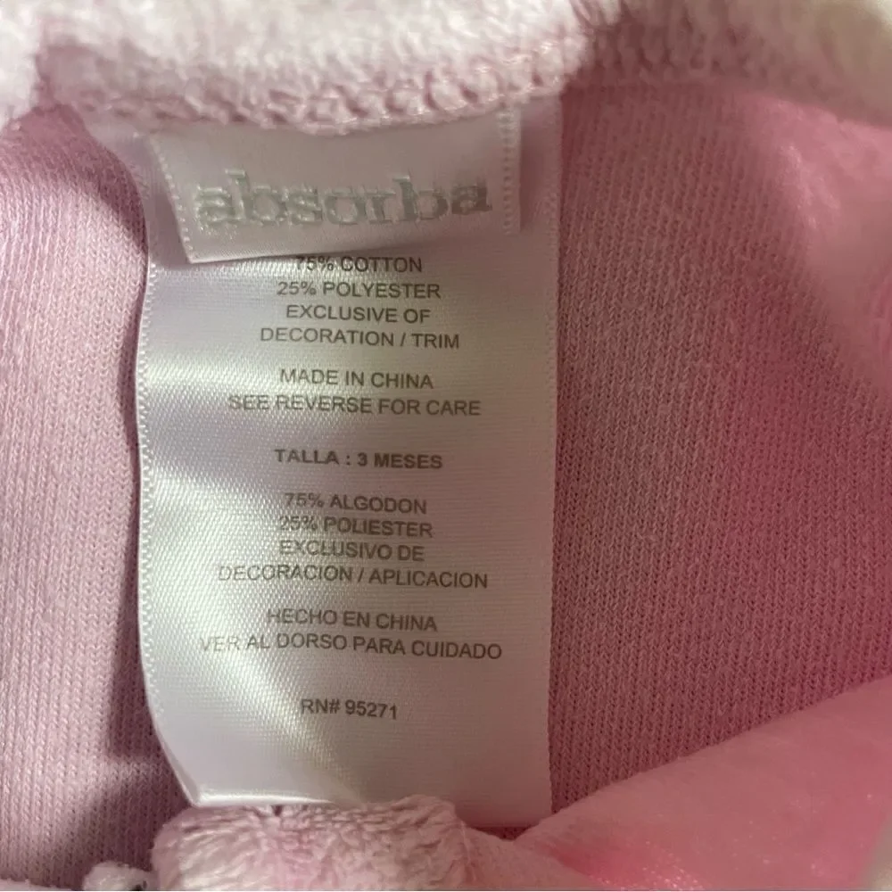 Absorba Baby Girl 3 Piece Outfit Pink Kitty Cat Dress Size 3 Months